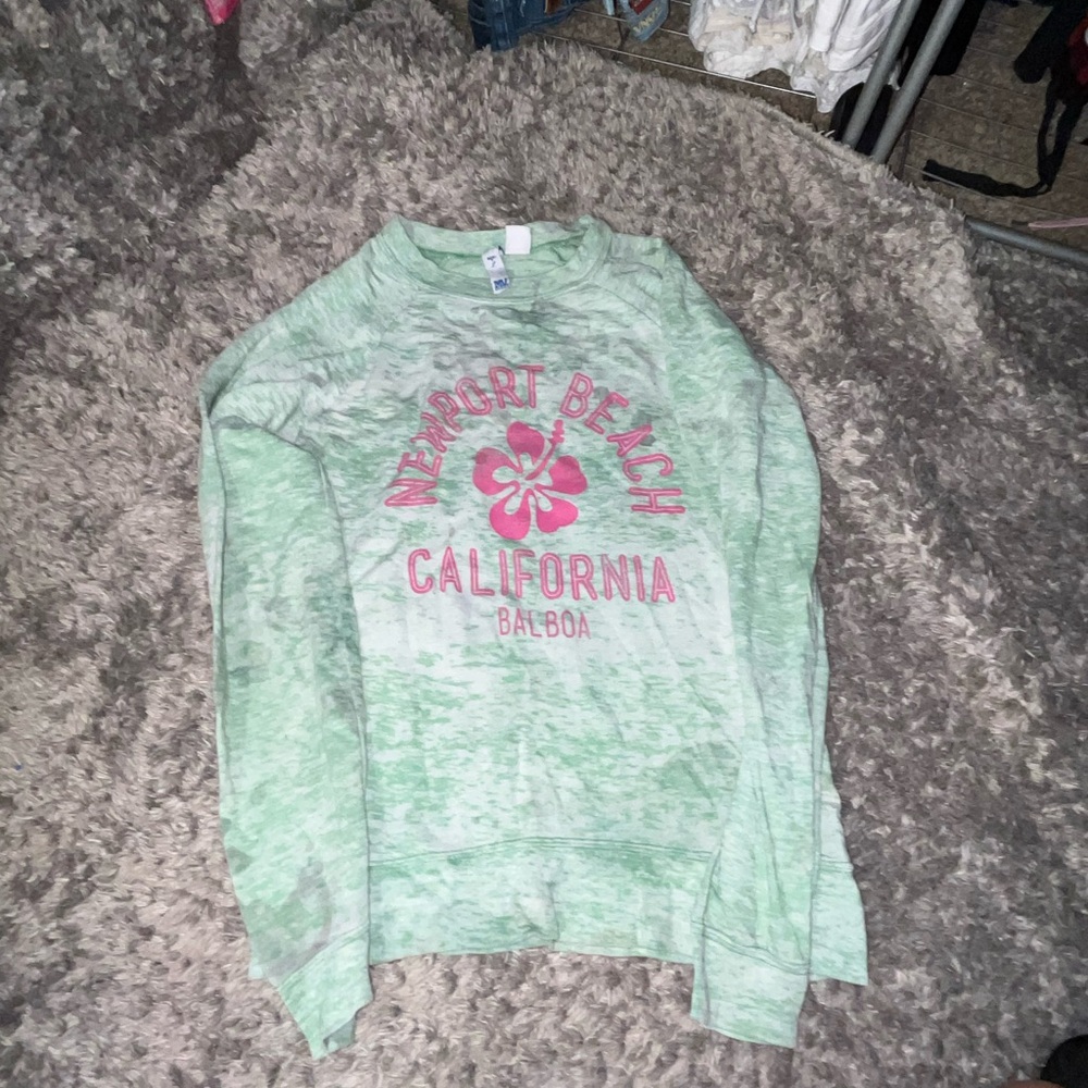 American Eagle Outfitters Green Sweater with Pink Print